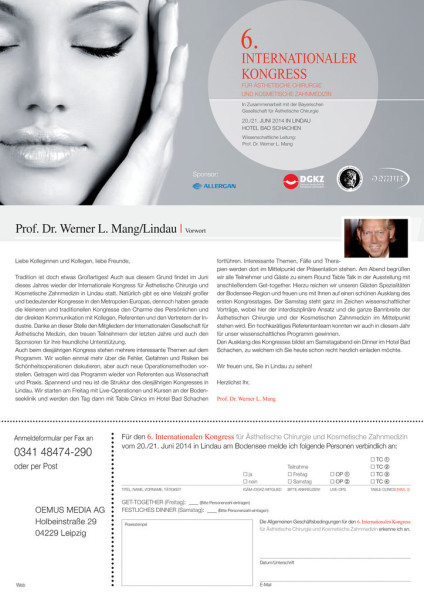 6. Internationaler Kongress für Ästhetische Chirugie und Kosmetische Zahnmedizin