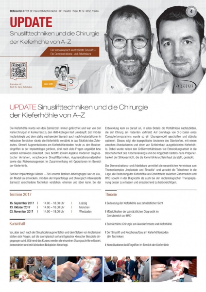 Sinuslifttechniken und die Chirurgie der Kieferhöhle von A–Z