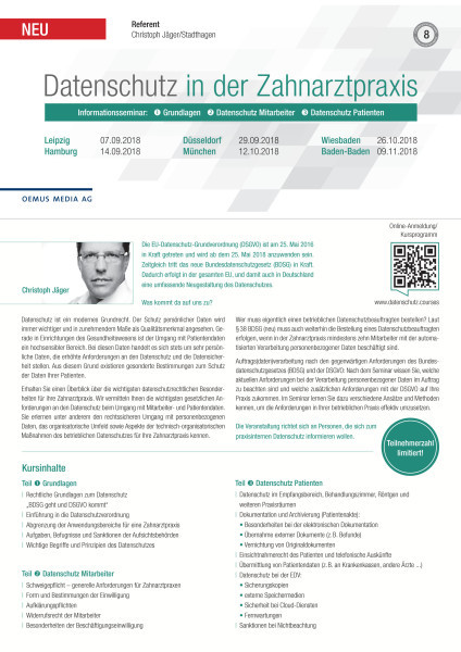 Kurse zur EU-Datenschutz-Grundverordnung