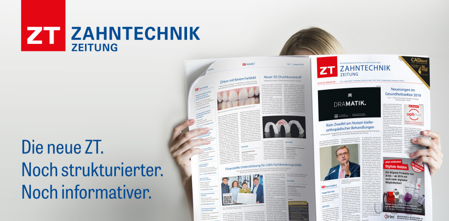 Kerninformationen auf den Punkt: ZT Zahntechnik Zeitung in neuer Optik
