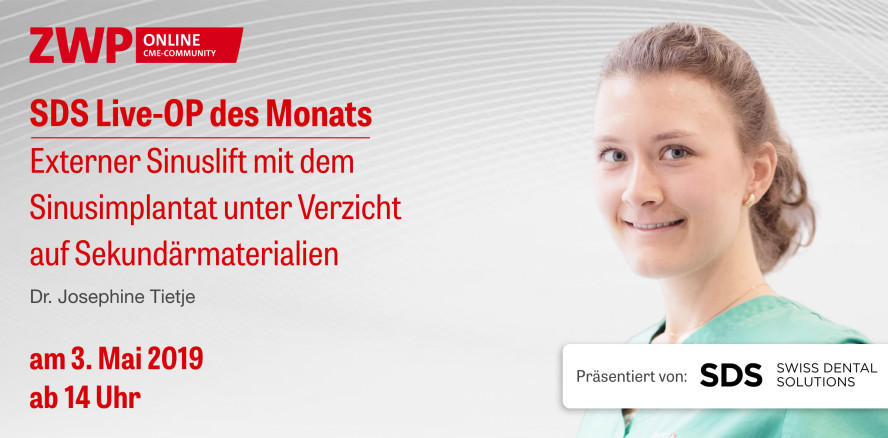 Heute 14 Uhr einschalten: SDS Live-OP zum externen Sinuslift