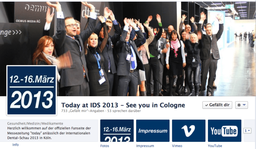 Facebook-Fanseite der „today“ zur IDS 2013