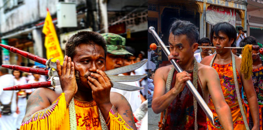 Skurrile Gesichter: Vegetarisches Fest in Thailand