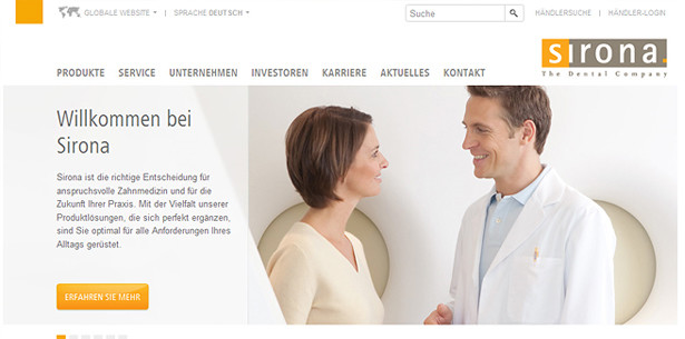 Sirona gestaltet Unternehmens-Website neu