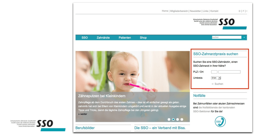 Mit drei Klicks zum SSO-Zahnarzt