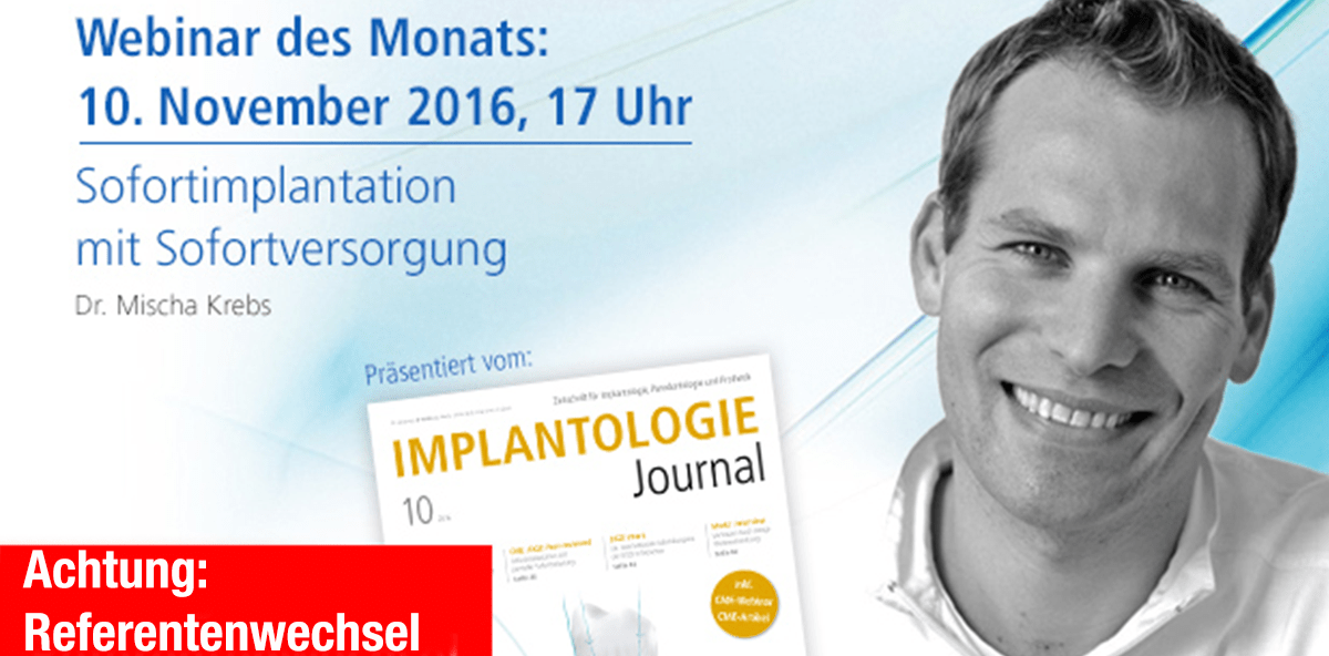 Dr. Mischa Krebs referiert zur Sofortimplantation mit Sofortversorgung