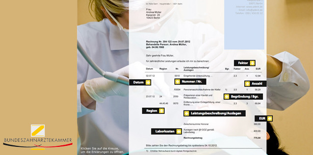 Interaktive private Zahnarztrechnung jetzt online