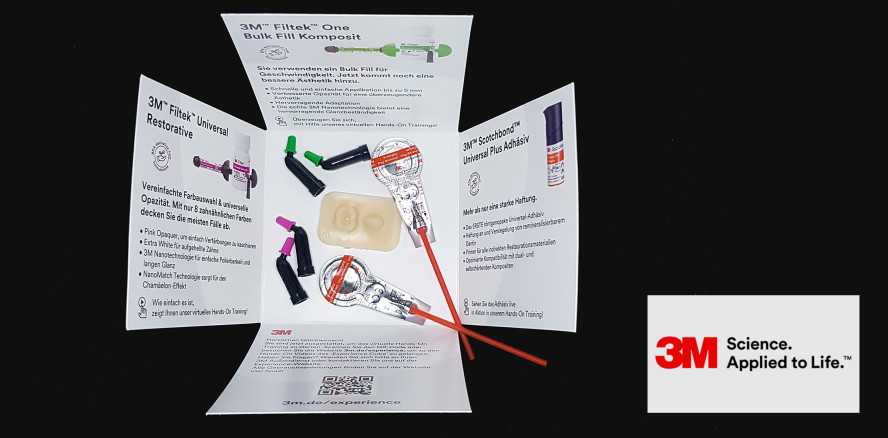 Testkit mit einem Adhäsiv und zwei Kompositen von 3M