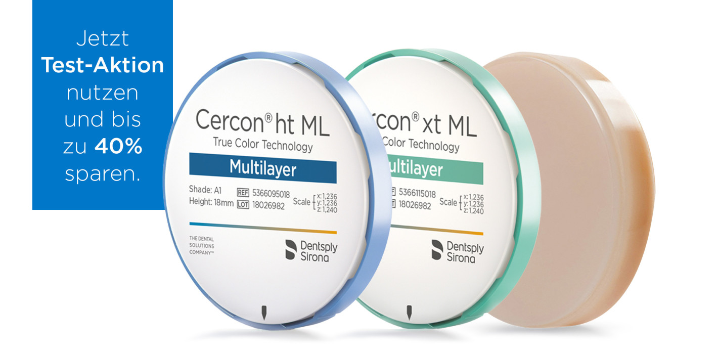 Dentsply Sirona: Test-Aktion für Cercon Multilayer-Disks