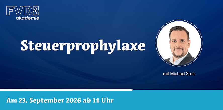 FVDZ-Webinar am 23. September zur Steuerprophylaxe