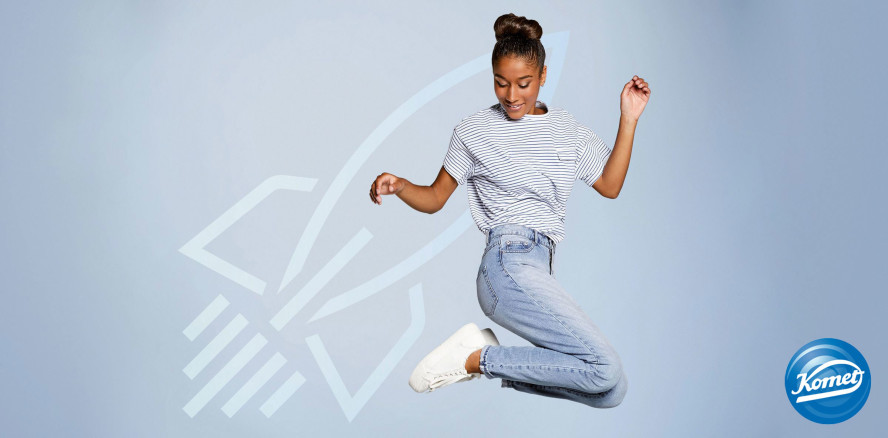 Nina, das Gesicht der Komet Schwerelos-Kampagne