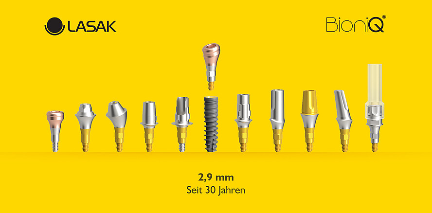 Vollwertige schmale Implantate BioniQ® mit Ø 2,9mm: stabil und prothetisch vielseitig