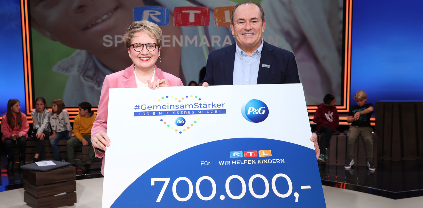 P&G überreicht Scheck von 700.000 Euro beim RTL-Spendenmarathon