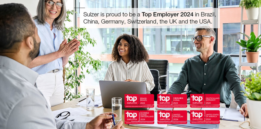 Sulzer wird in sechs Ländern als Top Employer 2024 ausgezeichnet