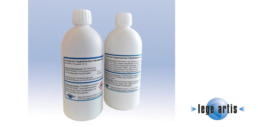 Jetzt neu: Desinfektionsmittel von lege artis lieferbar