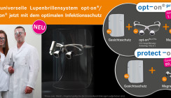 protect-on Gesichtsschutz für opt-on® Lupenbrillen von orangedental